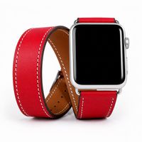 Leder Armband Apple Watch 42 41 40 38 mm Double Tour Rot