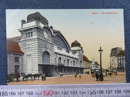 BASEL BUNDESBAHNHOF-PLATZ 1915 BELEBT