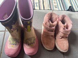 Bottes chaudes et bottes de pluie fille, taille 28!