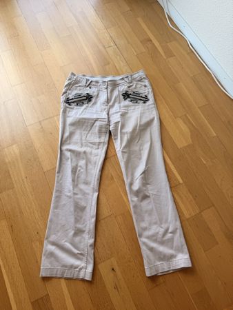 Airfield Hose beige bestickt Damen Grösse 38 guter Zustand