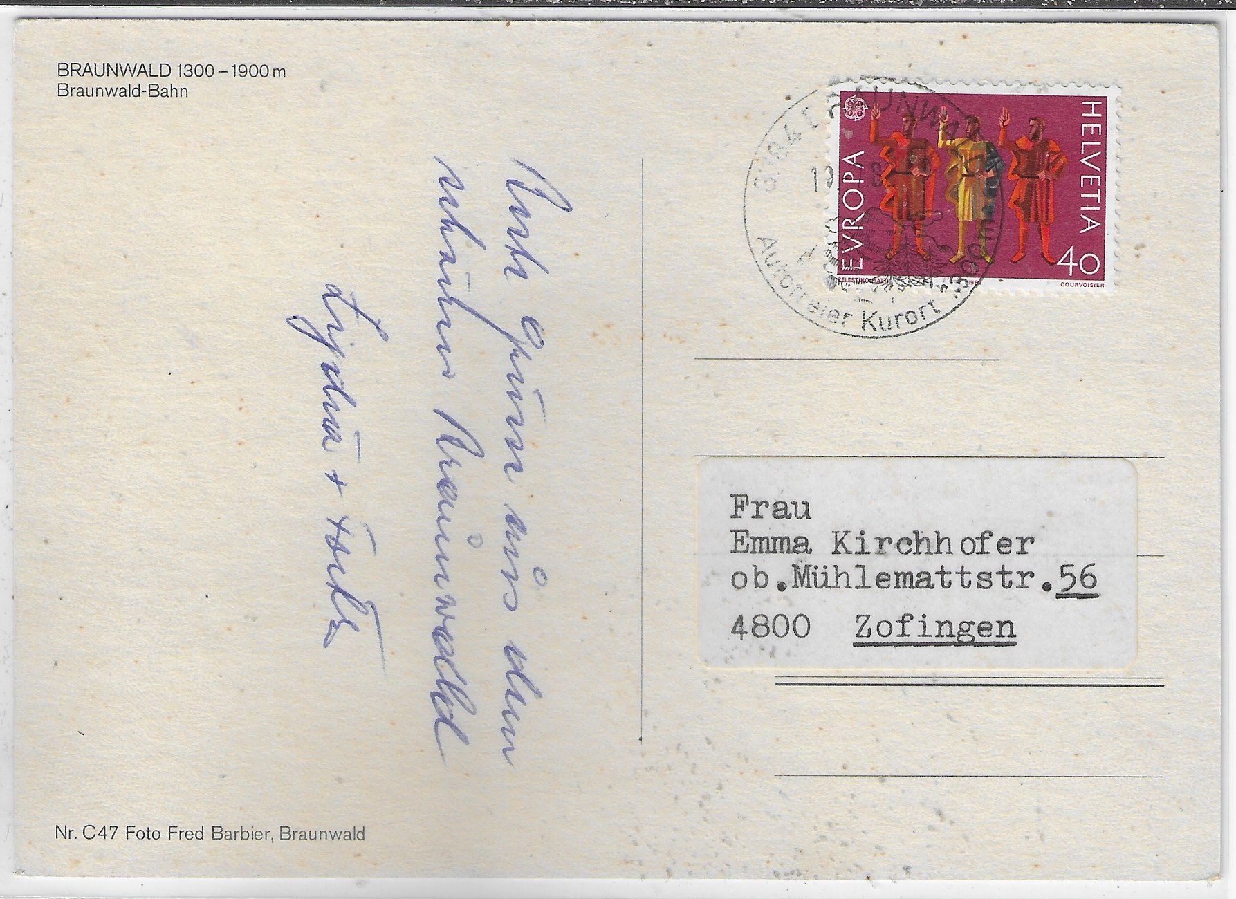 Cartoline postali: BRaunwald  - Braunwald-Bahn – Usato da Ettingen venduto da Kartenplanet 1