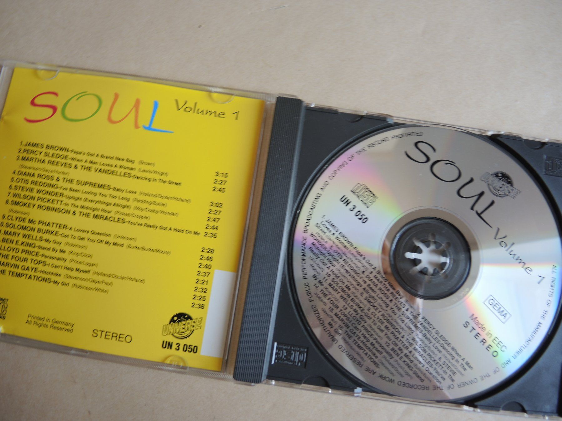CD: Soul Volume 1 CD - James Brown, Temptations, Otis Redding .. – Usato da Rorschach venduto da Pop-upBrocki 1