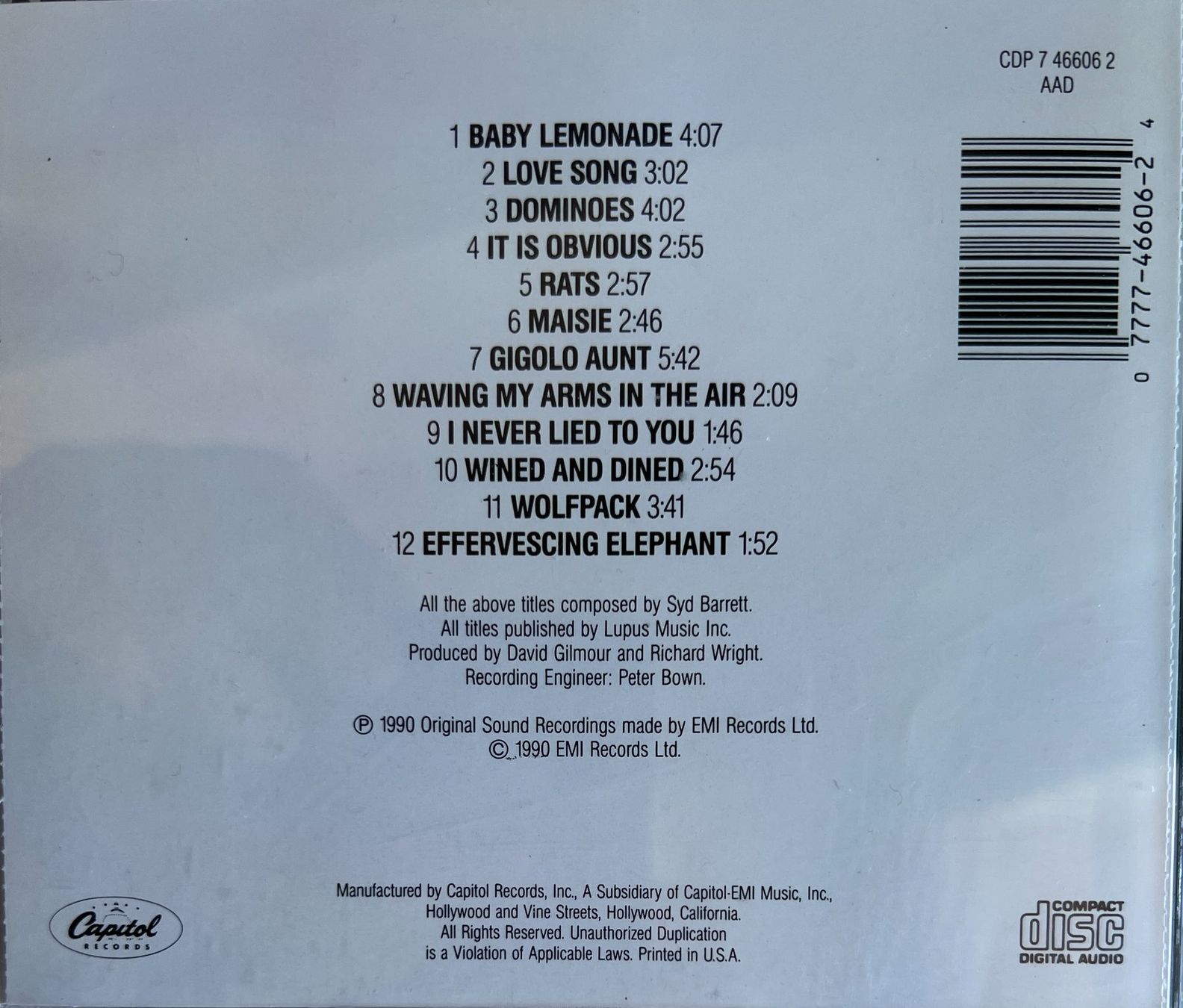 CD: SYD BARRETT / Barrett – Usato da Bischofszell venduto da kustavi 1
