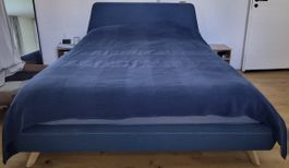 Blue Double Bed Frame with Headboard Maison du Monde+Matress
