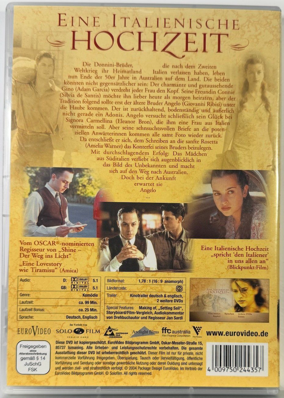 Tutti i DVDs: DVD EINE ITALIENISCHE HOCHZEIT – Usato da Wisen venduto da gigisna 2