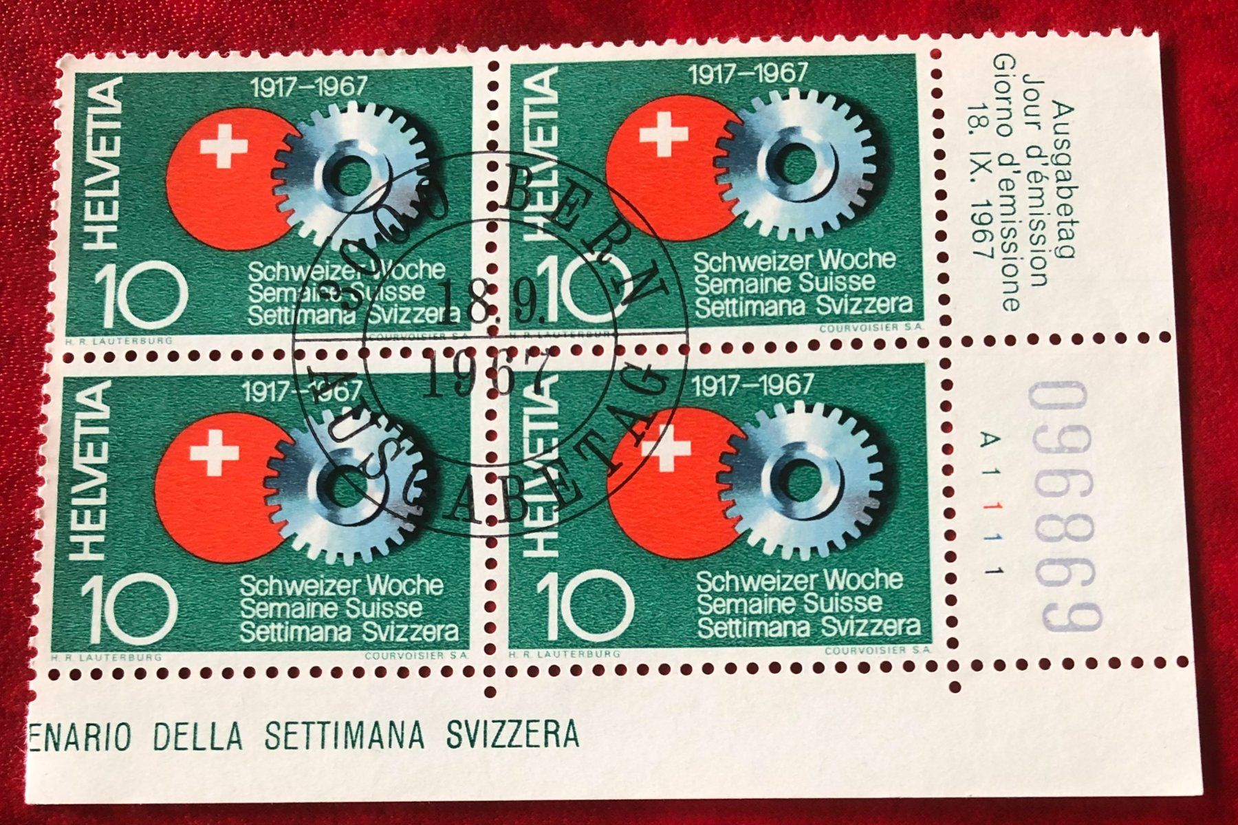 Tutti i francobolli: 4 er Block Nr.449 mit Stempel Bern    – Usato da Aarau venduto da Billa007
