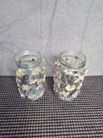 Windlichter mit echten Gänseblümchen, 2 Stück, hohe Form