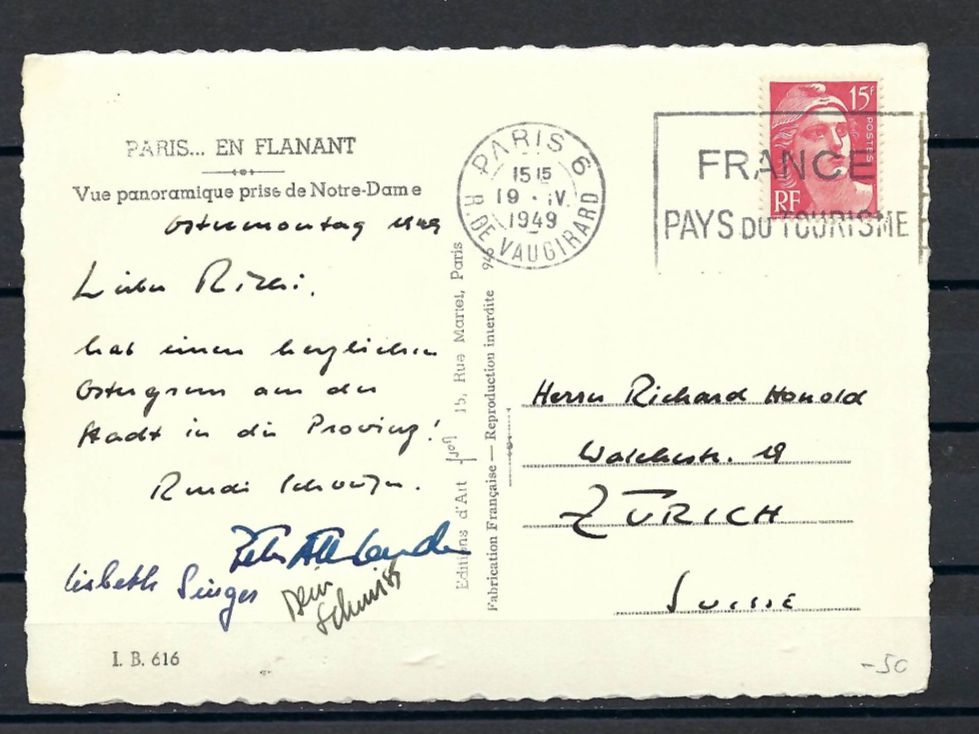 Cartoline postali: Postkarte Paris - Notre-Dame - 1949 – Usato da Bronschhofen venduto da Imsr 1