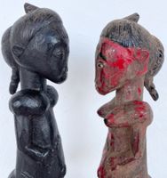 2 wunderschöne alte Baule Figuren Elfenbeinküste H 21,5 cm