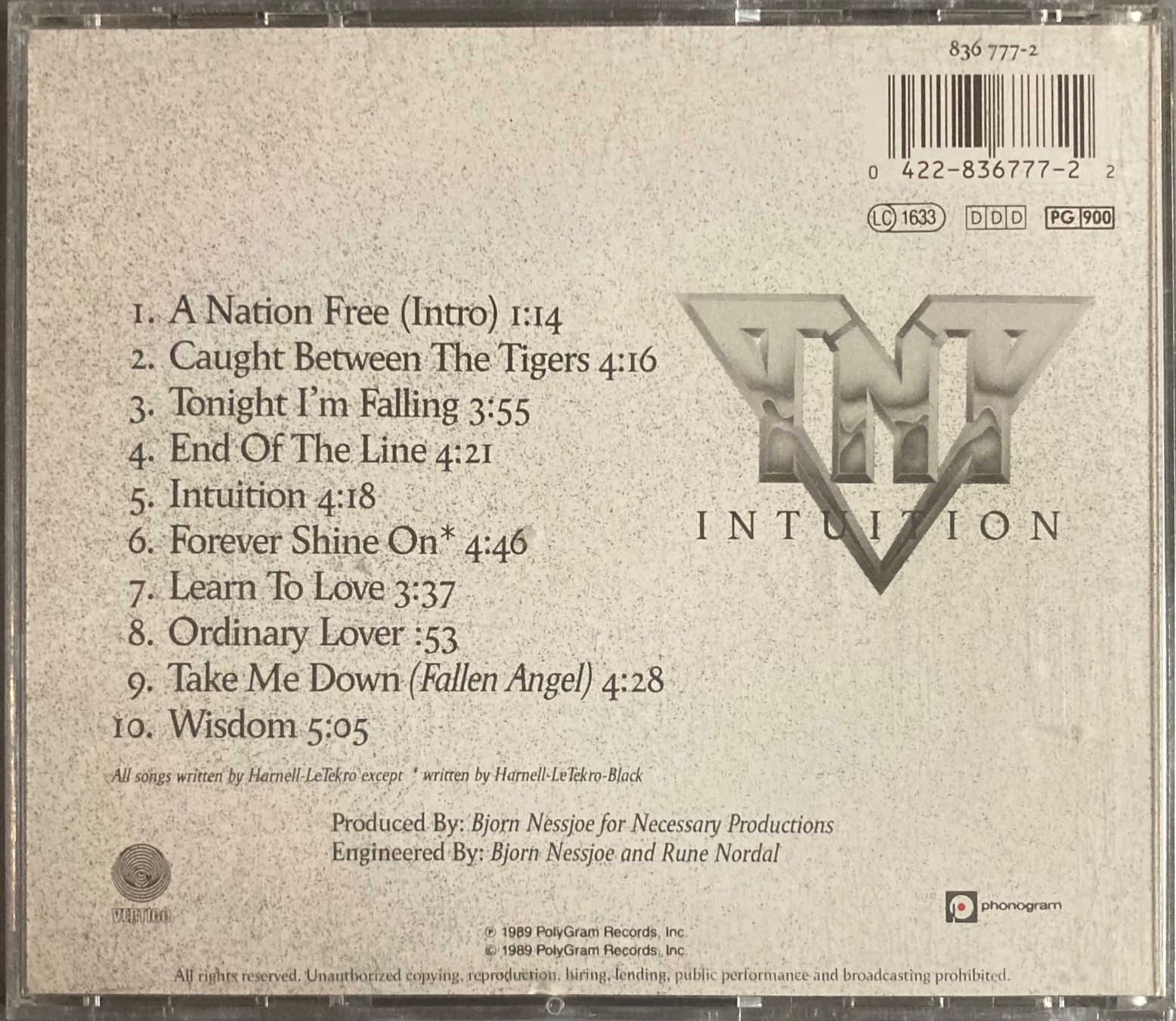 CDs: TNT - INTUITION – Gebraucht aus Poliez-Pittet von Newtown-Records 1