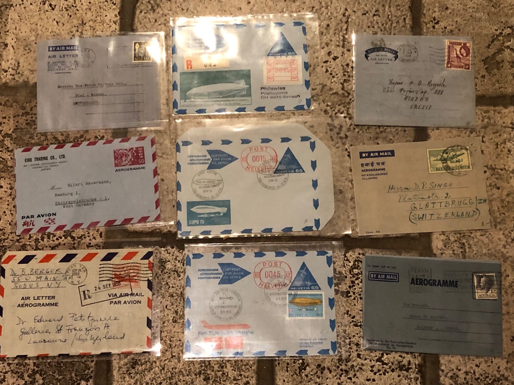 Tutti i francobolli: Sammlung mit 73 AEROGRAMMEN - CH und Ausland – Usato da Lufingen venduto da Rac0 2