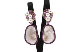 Fantasie Ohrringe mit Pink Saphire in 18K Rosegold *S639