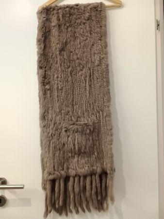 Echtes Kaninchenfell Schal Braun mit Tasche