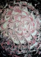 NEU! "Abysale Blüte" 44 x 30 cm. Fluid-Acryl Malerei weiß