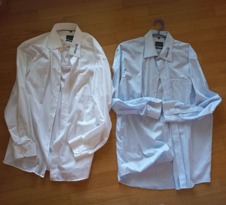 Casual Hemden weiss und hellblau BÜGELFREI Gr. XL