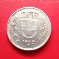 ALTER  SILBER SCHWEIZER 5 Fränkler  1935 ss.-vorzüglich