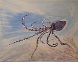 Gemälde, Kunstgemälde, 80 x 100 cm, Tintenfisch, Oktopus