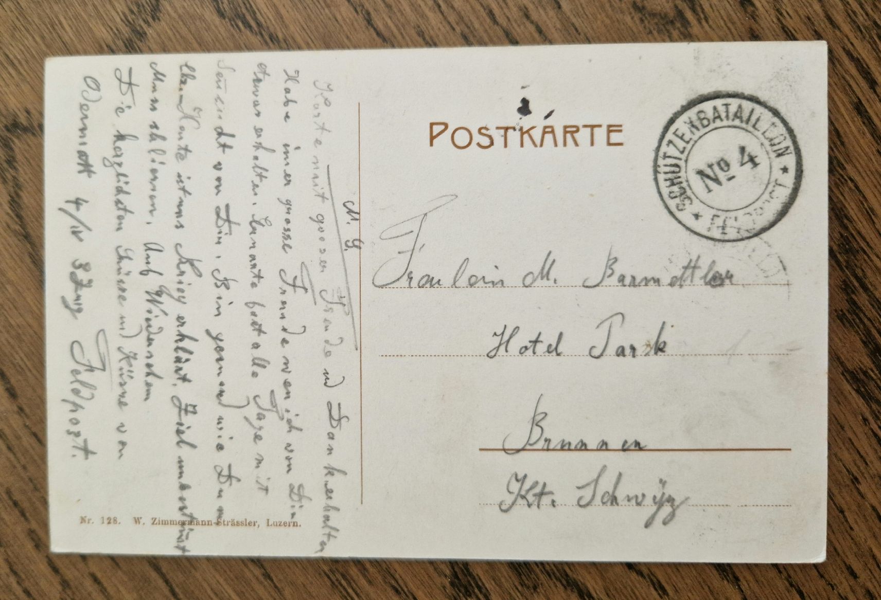 Cartoline postali: Trubschachen. Schützenbataillon 4 - IV Kp, Feldpost – Usato da Ebikon venduto da Donar50 1