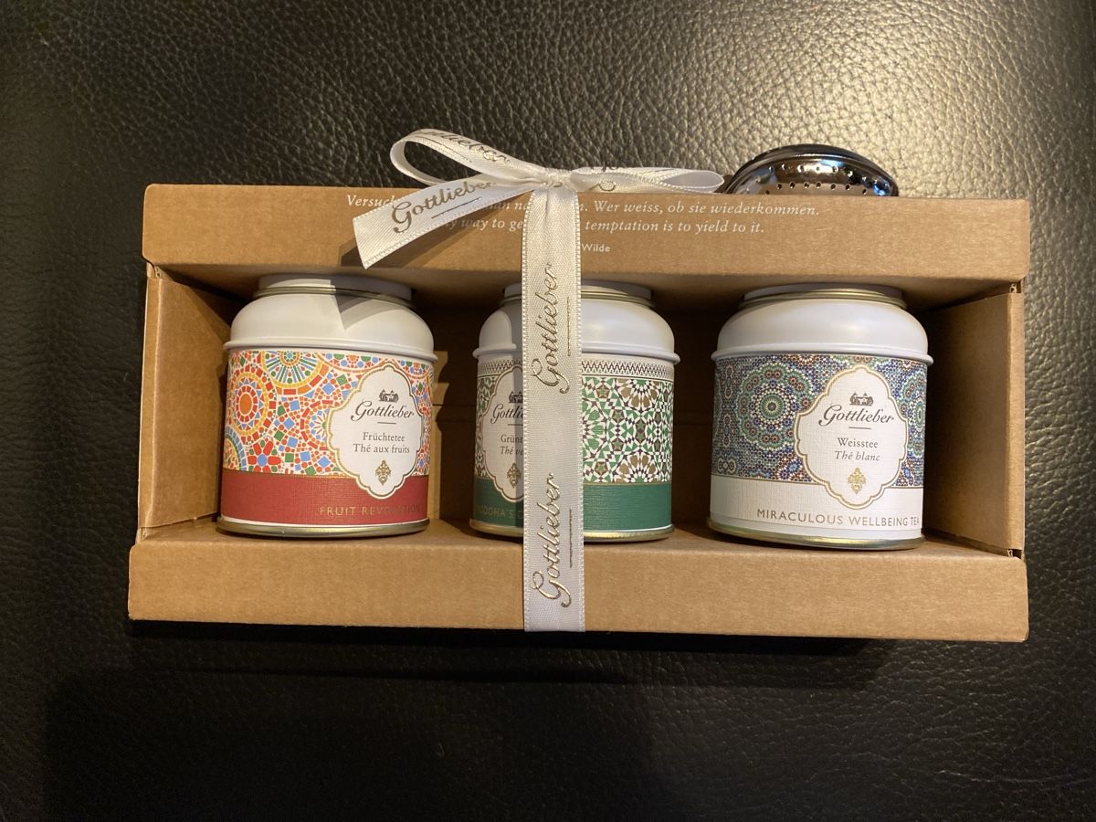 Lebensmittel & Spezialitäten: Gottlieber 3er Tea Gift Set with Infuser – Neu und originalverpackt aus Buttikon SZ von Maxwelltime