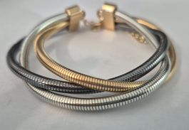 Bracciale tricolore, oro argento canna di fucile nuovo