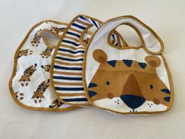 3 Lätzchen Set Tiger Design weiss braun guter Zustand