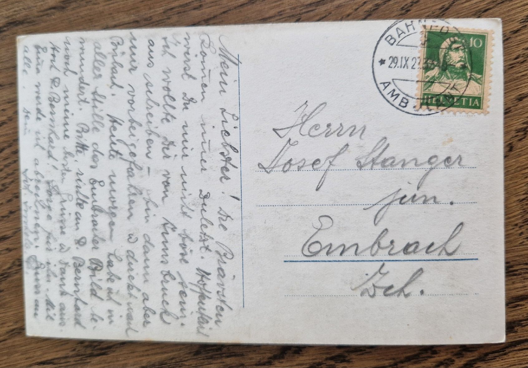 Ansichtskarten: Chur 1923 – Gebraucht aus Ebikon von Donar50 1