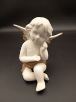 Porzellan Engel Figur sitzend weiss gold gebraucht 