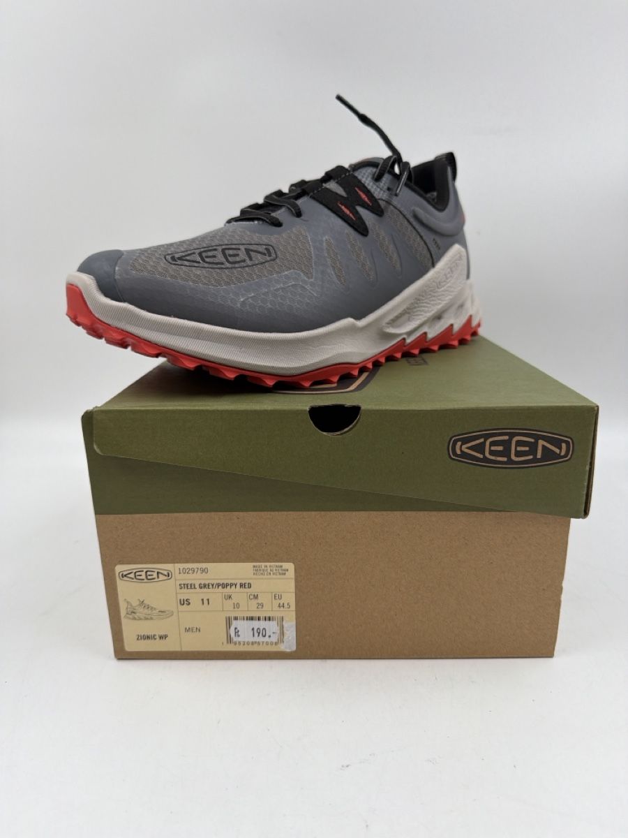 Keen Scarpe da uomo: Keen Zionic WP, Grau/Rot, Grösse 44.5 - Neu! – Nuovo e nell'imballaggio originale da Sirnach venduto da Fkobi