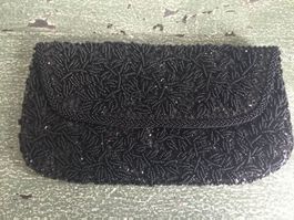 Edle Clutch Pailletten schwarz für Oper