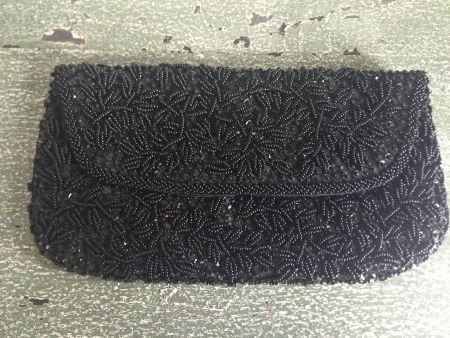 Edle Clutch Pailletten schwarz für Oper