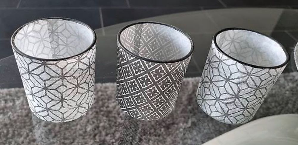 Windlicht 3er Set Lila – Aus Transparentpapier, Für Teelichter, Durchmesser 7,5 Cm, Höhe 10 Cm