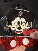 Disney Mickey Mouse Rucksack Damen Pailletten rot schwarz 