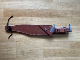 Grosses Rambo-Messer, unbenutzt, mit Lederscheide