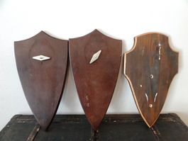 3 Jagd Trophäenschilder, Trophäenbretter