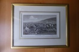 Paul Wyss Litho Frenkendorf Echtgoldrahmen ü Eck vergoldet