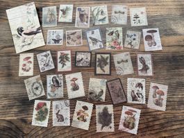 Sticker Set Aufkleber Briefmarken Look Vintage Scrapbooking