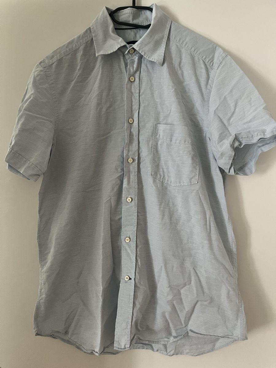 Massimo Dutti Hemden: Kurzarmhemd Massimo Dutti gestreift hellblau Grösse L Flecke – Gebraucht aus Niederwangen BE von tan_xj9t