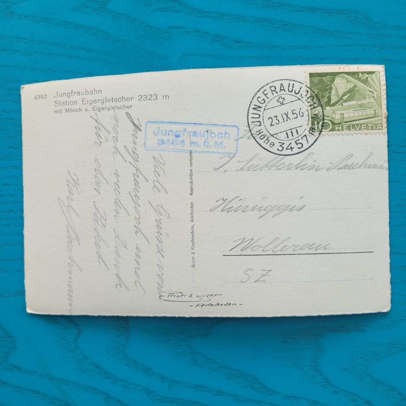 Cartoline postali: Jungfraubahn/ Station Eigergletscher 1956 – Usato da SCHÜBELBACH venduto da CoKaHa 1