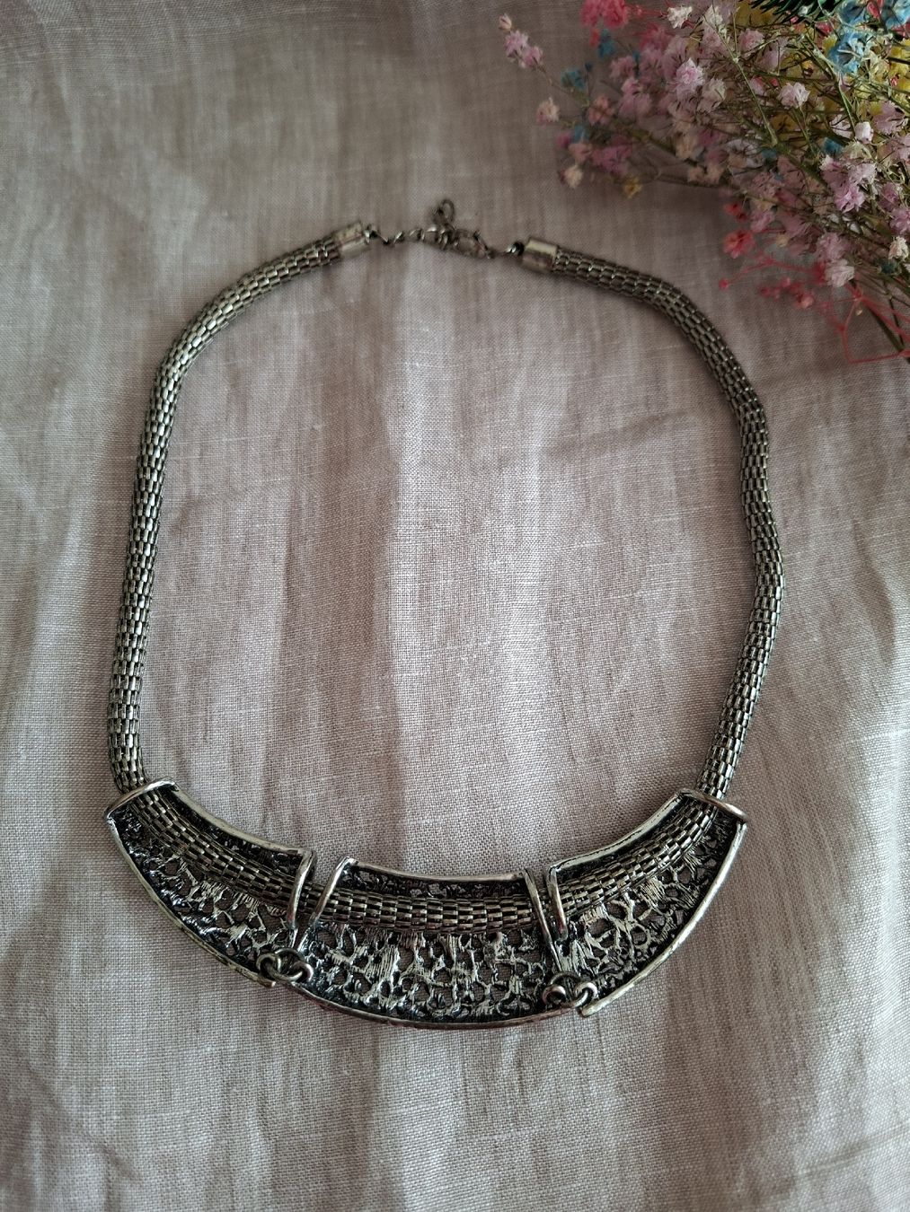 Ketten: Collier Vintage Statement Argenté Floral – Neu (gemäss Beschreibung) aus Lutry von Sim_Sta 6