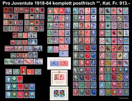 Pro Juventute 1918-64 komplett postfrisch **, Kat. Fr. 913.-