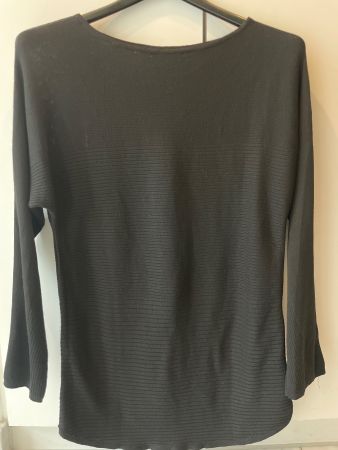 schwarzer Strickpullover Feinripp Gr. L