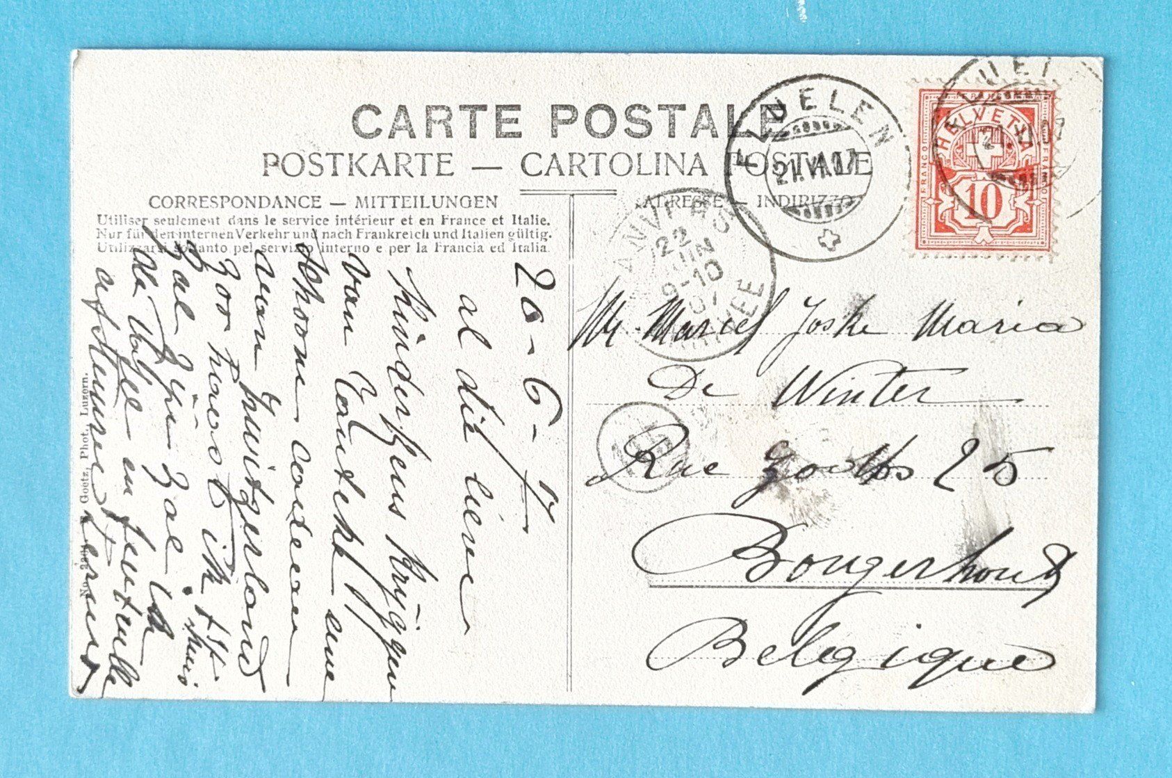 Cartoline postali: Flüelen - Bahnhof - Kutschen - 1907 – Usato da Rothrist venduto da RROENK 1
