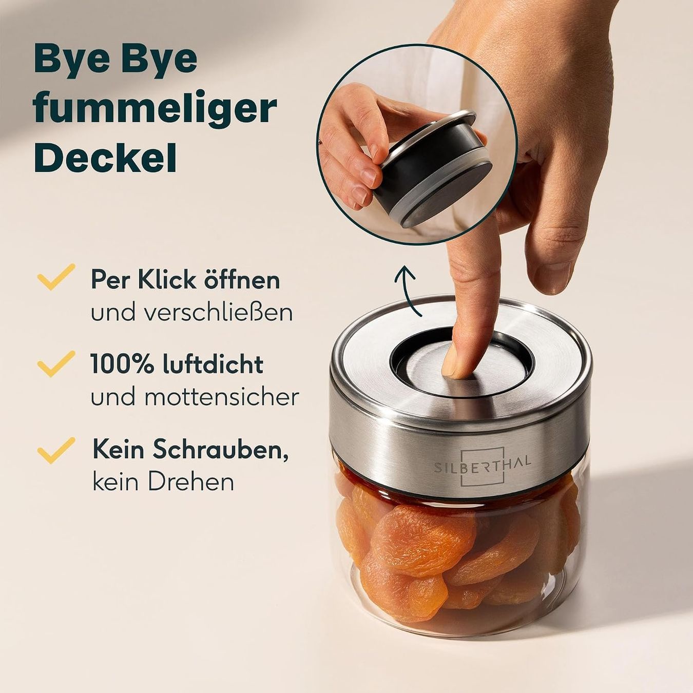 Bicchieri: Vorratsgläser 4er Set Mix mit Klickdeckel stapelbar – Nuovo e nell'imballaggio originale da Schaffhausen venduto da Helvetiqo 4
