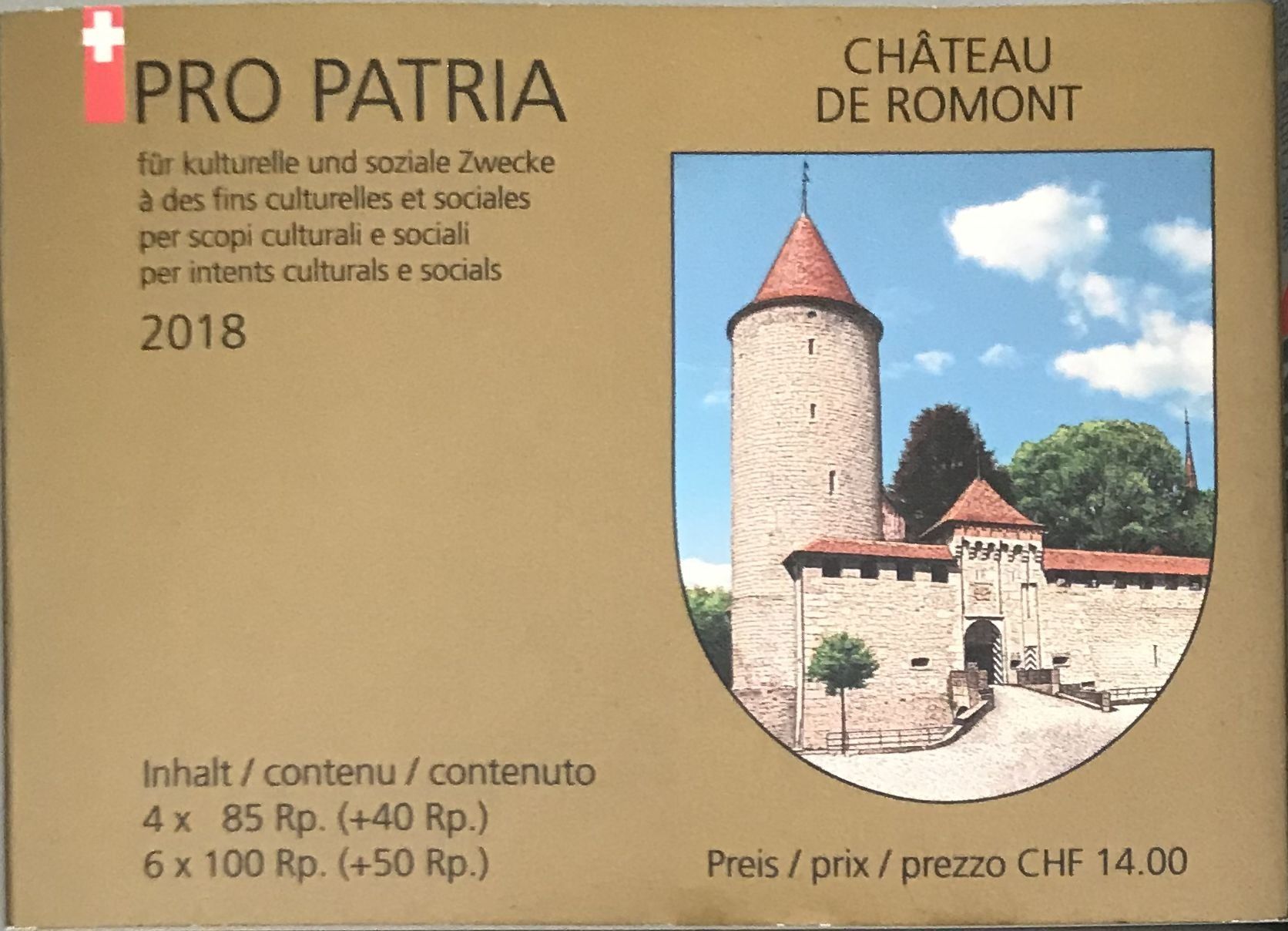 Tutti i francobolli: 2018 MH Pro Patria postfrisch Postpreis 14.-   KW Fr. 42.- – Nuovo (secondo la descrizione) da Eggersriet venduto da stamp303
