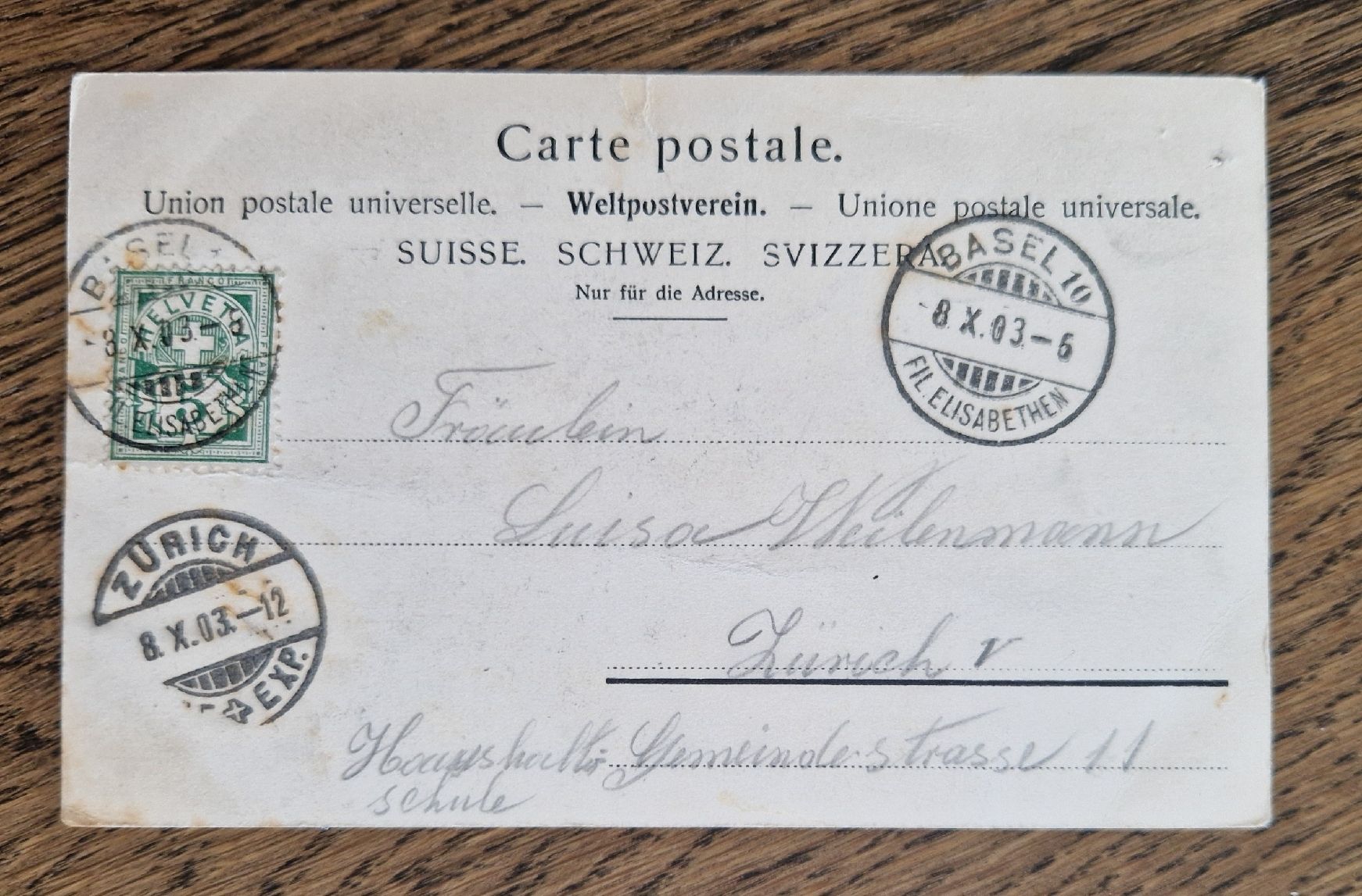 Cartoline postali: Basel, St. Chrischona 1903 – Usato da Ebikon venduto da Donar50 1