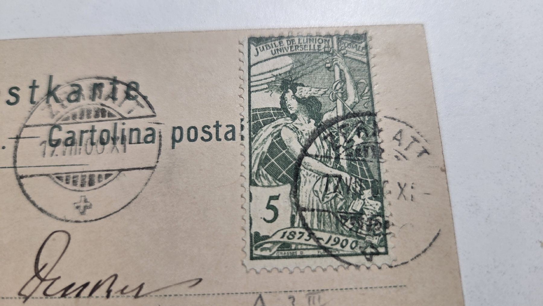 Ansichtskarten: 1900 Ansichtskarte mit Stabstempel Gornergrat UPU 5 Rp – Gebraucht aus Arni AG von Moth68 1