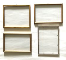 3 Holz- Bilderrahmen, 1 Metall zisiliert m. Glas 4 Teile