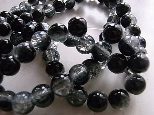 Perle (finte): Perlen Glas 8mm schwarz-weiss  1 Strang – Nuovo (secondo la descrizione) da Alpnachstad venduto da perlengaby 1