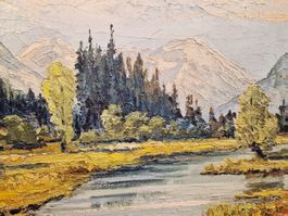 Ölgemälde Flusslandschaft, signiert