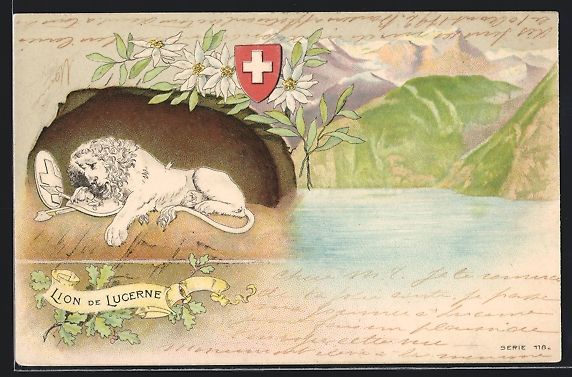 Cartoline postali: Litho Luzern, Löwendenkmal, Schweizer W – Usato da Berlin venduto da bartko-reher